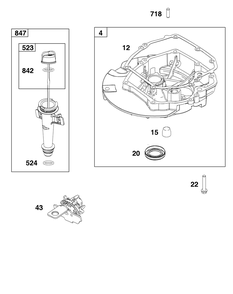 Crankcase Cover/Sump And Lubrication Group Diagram and Parts List for 123P02-0026-H5 100000 - 19Z999 Briggs and Stratton Engine